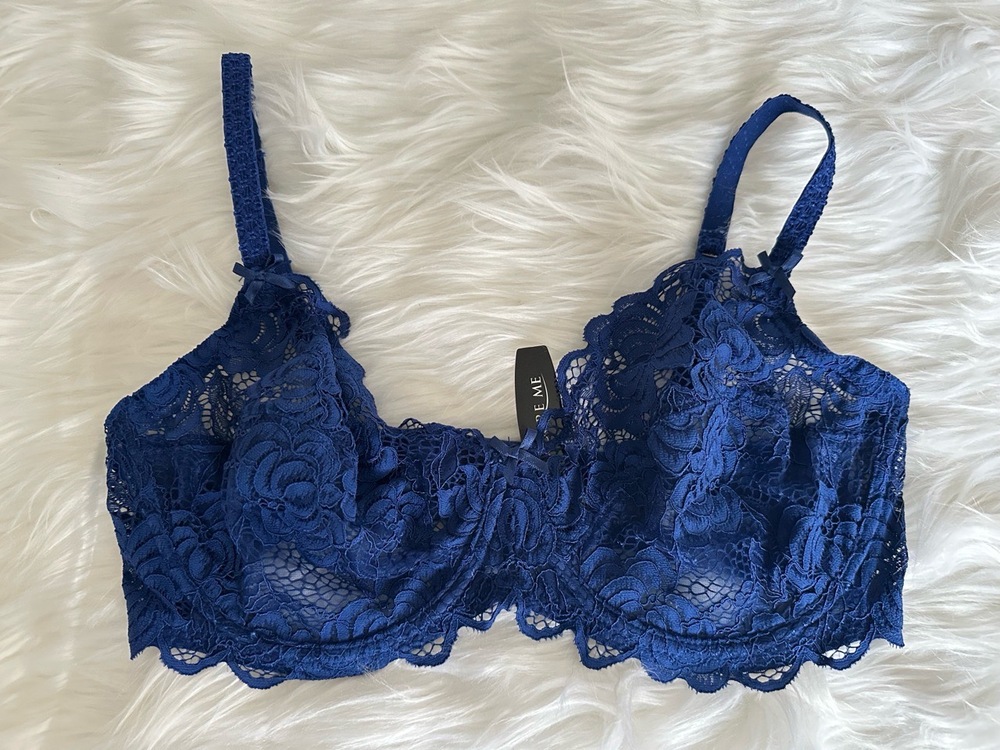NWT Adore ME Bra Womens Size 36DD Blue Balconette Lace Underwire